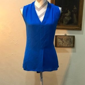 Lightweight flowy blue short sleeve tank blouse